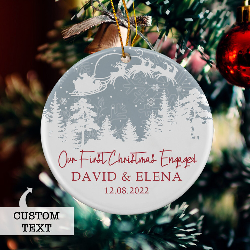 Engaged Christmas Ornament, Personalized First Christmas Engaged Ornament, Engagement Ornament, Engagement Gift, Custom Christmas Ornament - 8.jpg