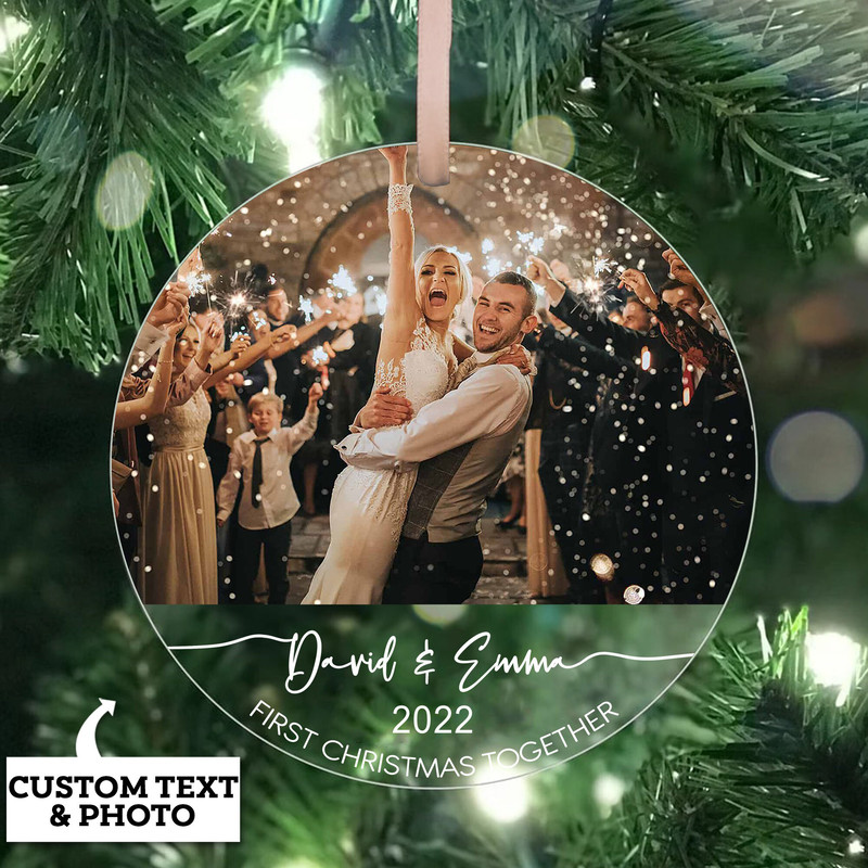 First Christmas Together Ornament, Mr and Mrs Photo Christmas Ornament, Our First Christmas, Couples Gift 2023, Christmas Bauble Decoration - 3.jpg