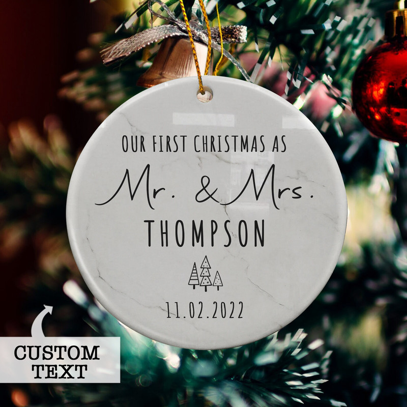 First Christmas Married Ornament, Mr and Mrs Photo, Our First Christmas as Mr & Mrs, Married Christmas Ornament, Personalized Ornament - 7.jpg