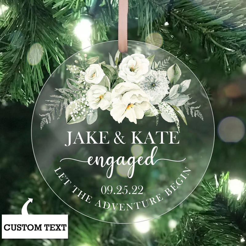 Personalized Acrylic Engaged Ornament, Engagement Ornament Gift, Engagement Gifts For Couple, Custom Engagement Gift with Names & Date - 2.jpg