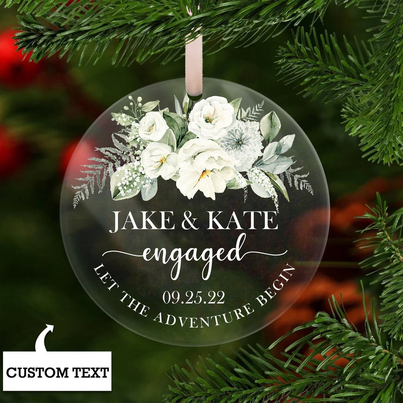 Personalized Acrylic Engaged Ornament, Engagement Ornament Gift, Engagement Gifts For Couple, Custom Engagement Gift with Names & Date - 4.jpg