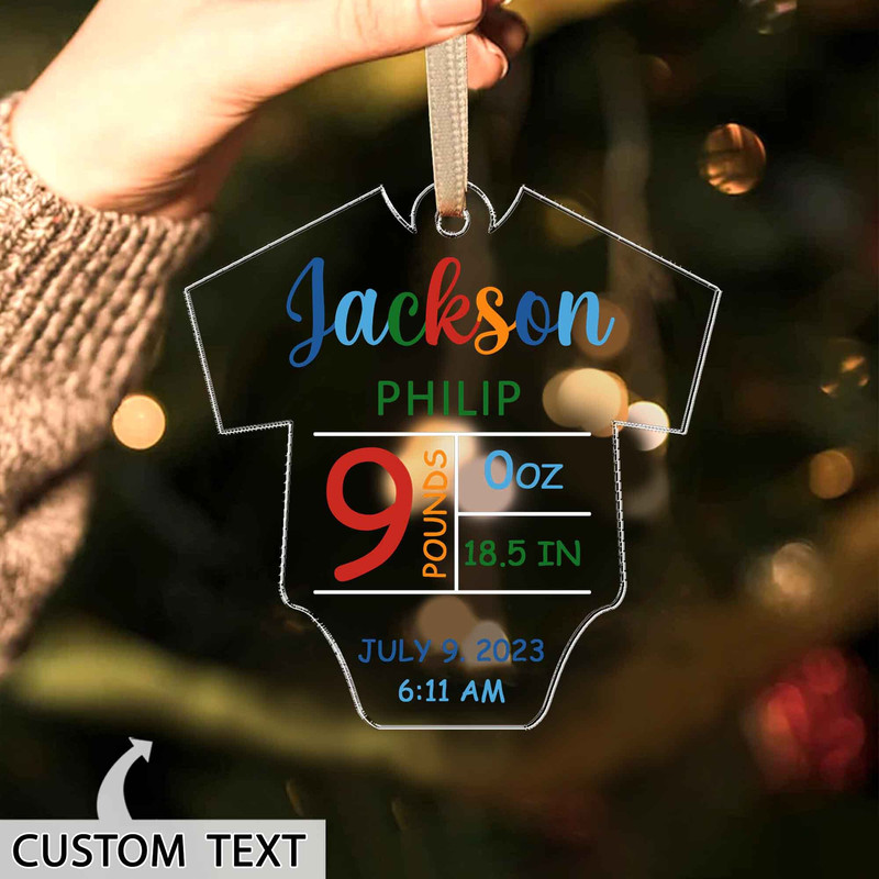 Personalized Baby's First Christmas Ornament, New Baby Gift, Newborn Ornament, Xmas Tree Decor, Kid 1st Christmas Gift, Cute Kid Ornament - 5.jpg
