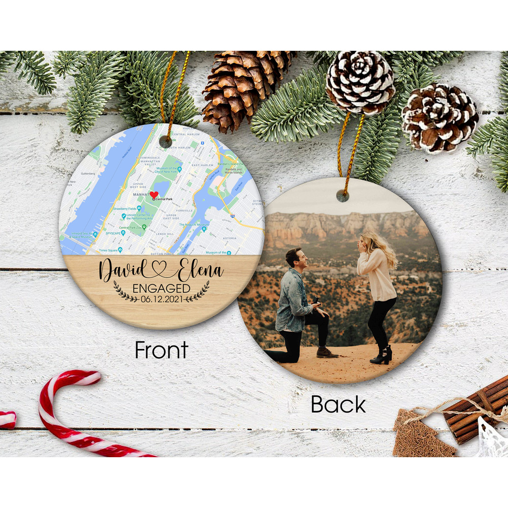 Personalized Engaged Ornament Gift For Couple , Valentines Day Gifts for Him Her, Map Ornament, Engagement Map Gift, Custom Engagement Gift - 4.jpg