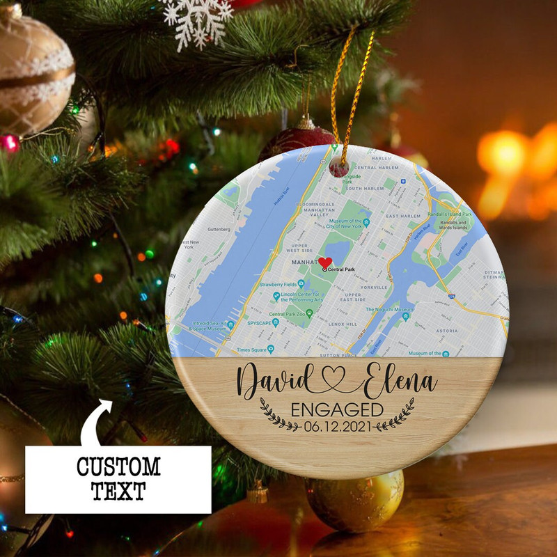 Personalized Engaged Ornament Gift For Couple , Valentines Day Gifts for Him Her, Map Ornament, Engagement Map Gift, Custom Engagement Gift - 5.jpg