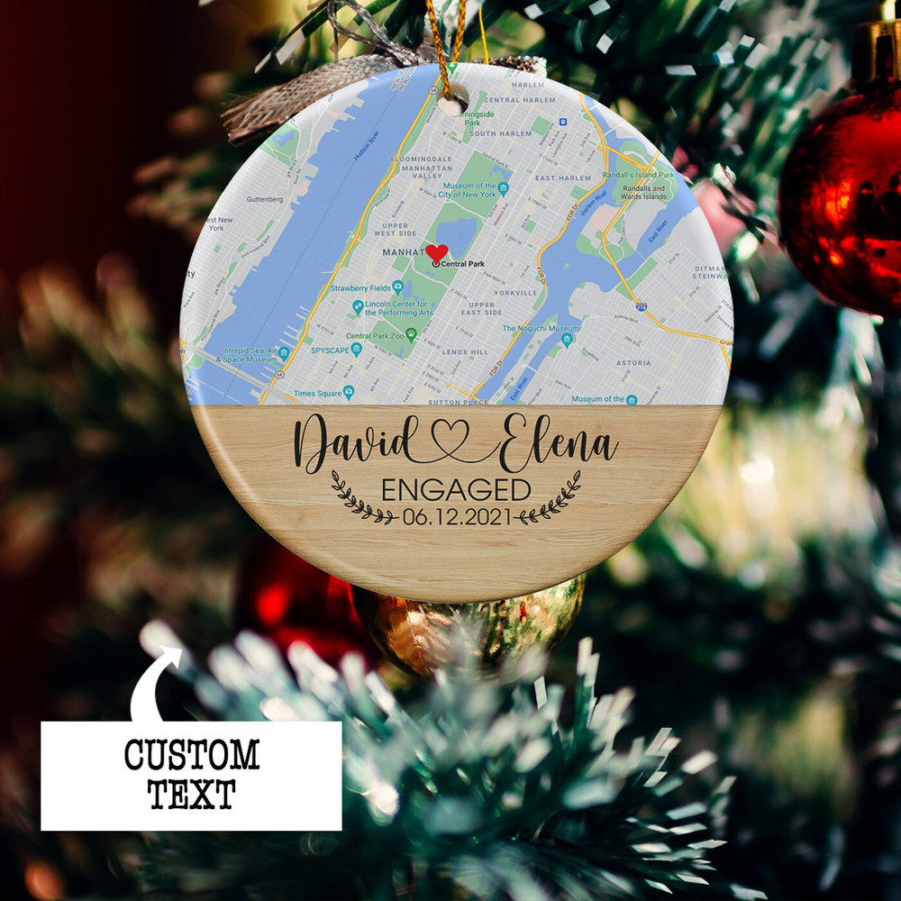 Personalized Engaged Ornament Gift For Couple , Valentines Day Gifts for Him Her, Map Ornament, Engagement Map Gift, Custom Engagement Gift - 6.jpg