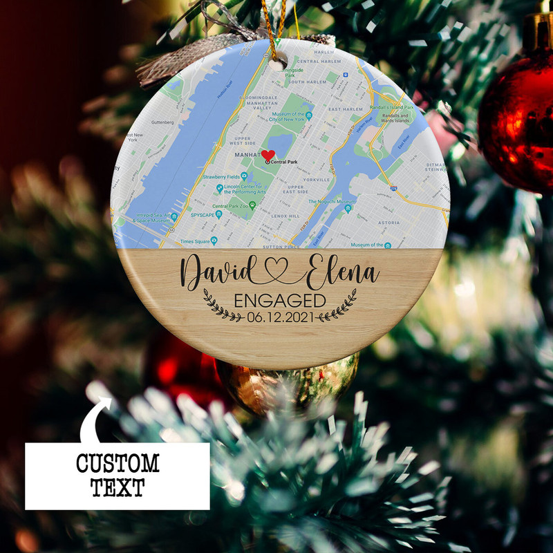 Personalized Engaged Ornament Gift For Couple , Valentines Day Gifts for Him Her, Map Ornament, Engagement Map Gift, Custom Engagement Gift - 6.jpg