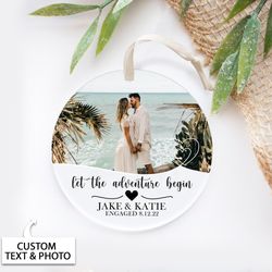 personalized engaged ornament, engaged christmas ornament, engaged acrylic ornament