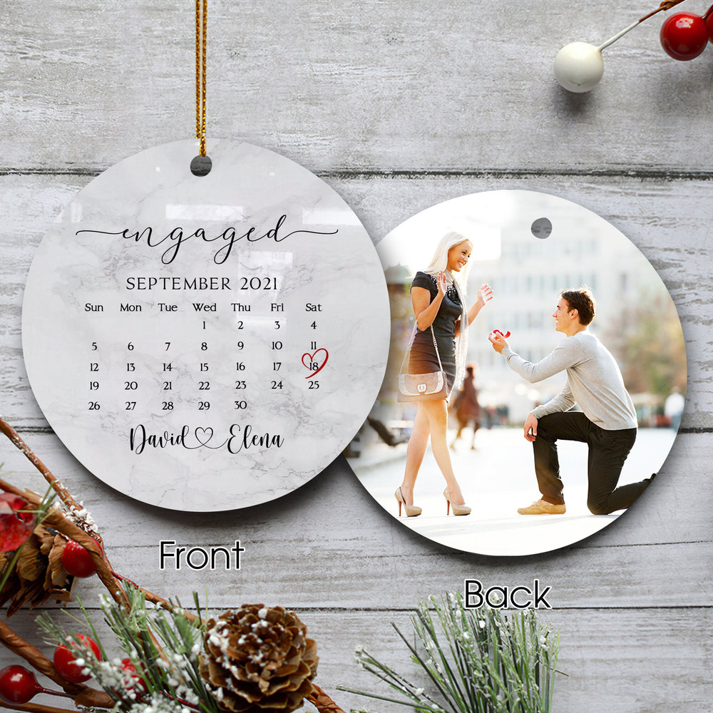 Personalized Engaged Ornament, Engagement Gifts For Couple, Engagement Keepsake Ornament, Engagement Announcement Gift, Calendar Ornament - 2.jpg