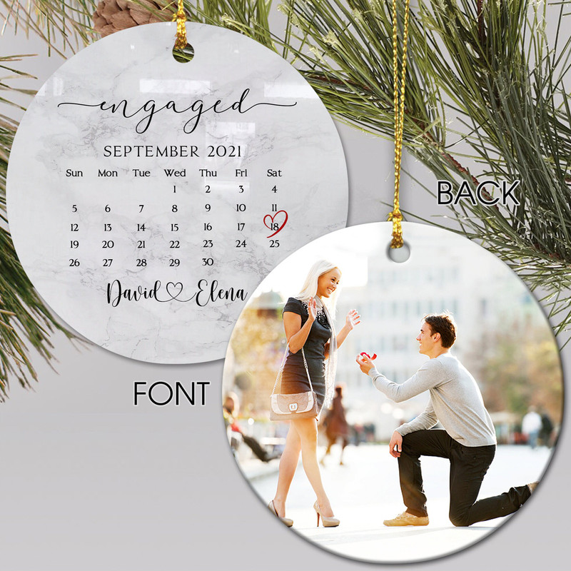 Personalized Engaged Ornament, Engagement Gifts For Couple, Engagement Keepsake Ornament, Engagement Announcement Gift, Calendar Ornament - 3.jpg