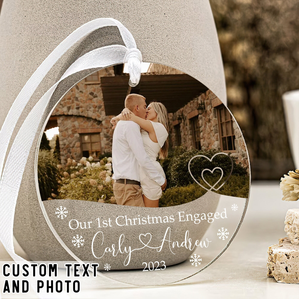 Personalized Engagement Gift, First Christmas Engaged Ornament, Custom Photo Ornament, Egaged Christmas Ornament, Newly Engaged Couple Gift - 1.jpg