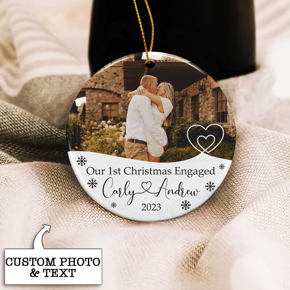 Personalized Engagement Gift, First Christmas Engaged Ornament, Custom Photo Ornament, Egaged Christmas Ornament, Newly Engaged Couple Gift - 10.jpg