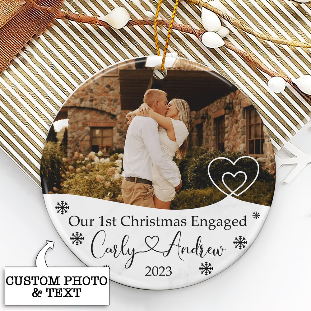 Personalized Engagement Gift, First Christmas Engaged Ornament, Custom Photo Ornament, Egaged Christmas Ornament, Newly Engaged Couple Gift - 2.jpg