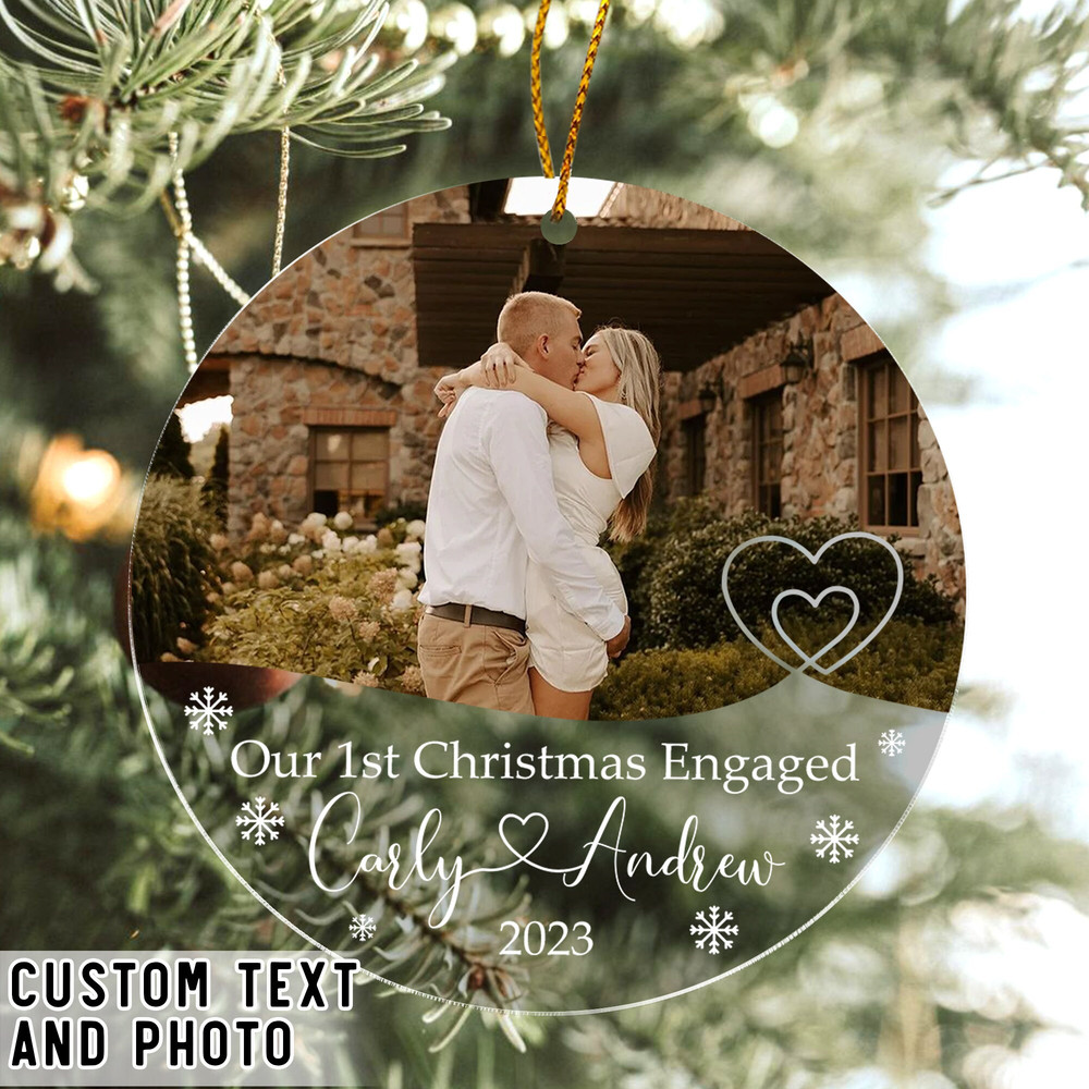 Personalized Engagement Gift, First Christmas Engaged Ornament, Custom Photo Ornament, Egaged Christmas Ornament, Newly Engaged Couple Gift - 3.jpg