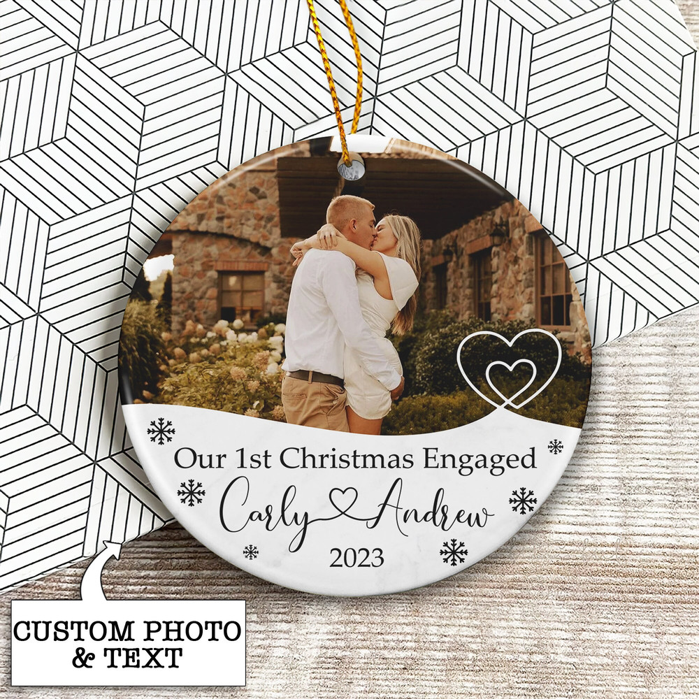 Personalized Engagement Gift, First Christmas Engaged Ornament, Custom Photo Ornament, Egaged Christmas Ornament, Newly Engaged Couple Gift - 4.jpg
