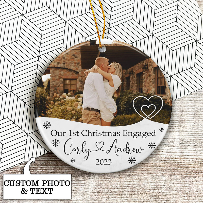 Personalized Engagement Gift, First Christmas Engaged Ornament, Custom Photo Ornament, Egaged Christmas Ornament, Newly Engaged Couple Gift - 4.jpg