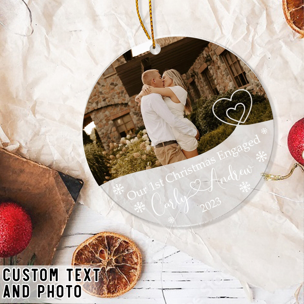 Personalized Engagement Gift, First Christmas Engaged Ornament, Custom Photo Ornament, Egaged Christmas Ornament, Newly Engaged Couple Gift - 5.jpg