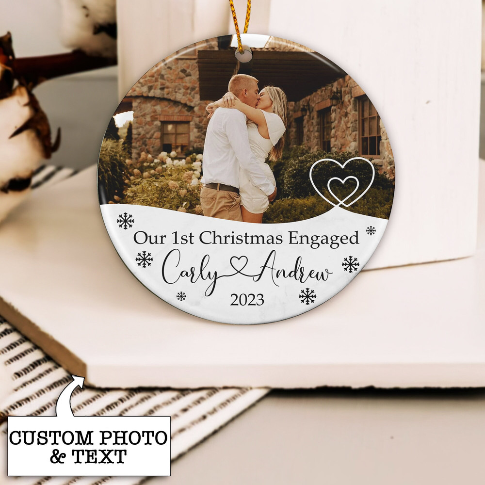 Personalized Engagement Gift, First Christmas Engaged Ornament, Custom Photo Ornament, Egaged Christmas Ornament, Newly Engaged Couple Gift - 6.jpg