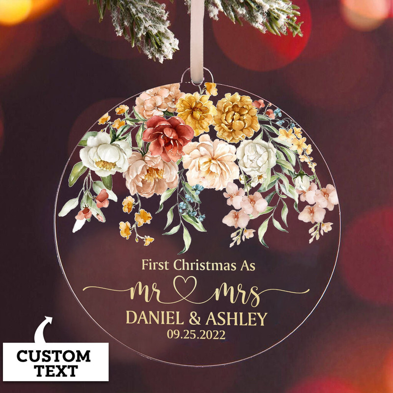 Personalized First Christmas Married Ornament, Mr & Mrs Christmas Ornament, Our First Christmas Married as Mr and Mrs Ornament, Wedding Gift - 1.jpg