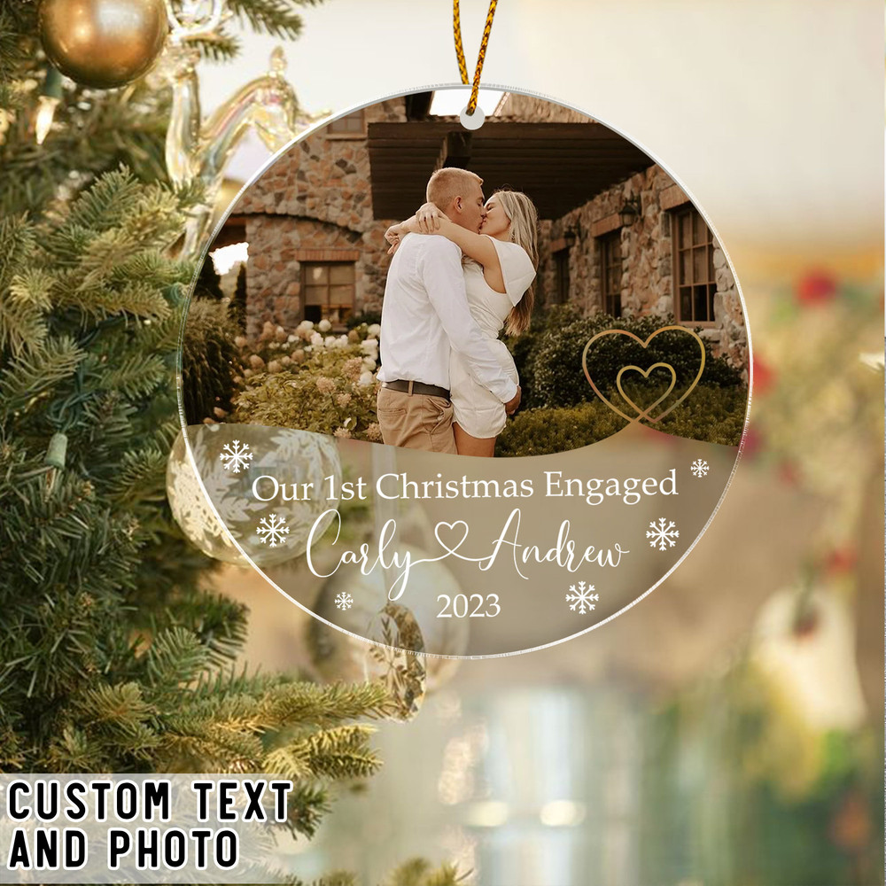 Personalized Engagement Gift, First Christmas Engaged Ornament, Custom Photo Ornament, Egaged Christmas Ornament, Newly Engaged Couple Gift - 7.jpg