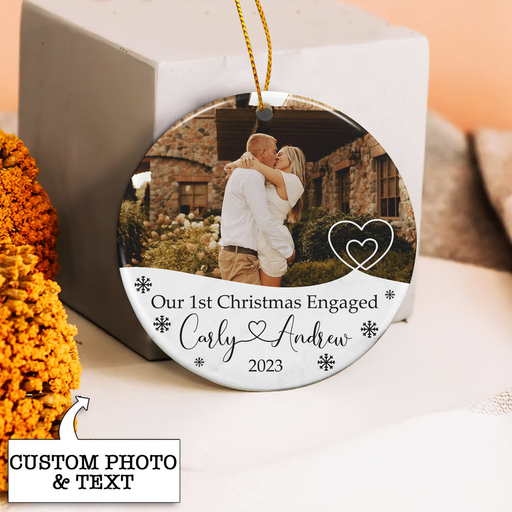 Personalized Engagement Gift, First Christmas Engaged Ornament, Custom Photo Ornament, Egaged Christmas Ornament, Newly Engaged Couple Gift - 8.jpg