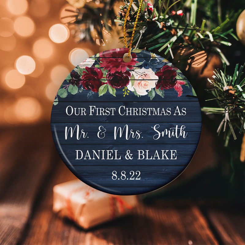 Personalized Mr Mrs Christmas Ornament, Wedding Gift Keepsake, First Christmas Married Ornament, Our First Christmas as Mr and Mrs Ornament - 2.jpg