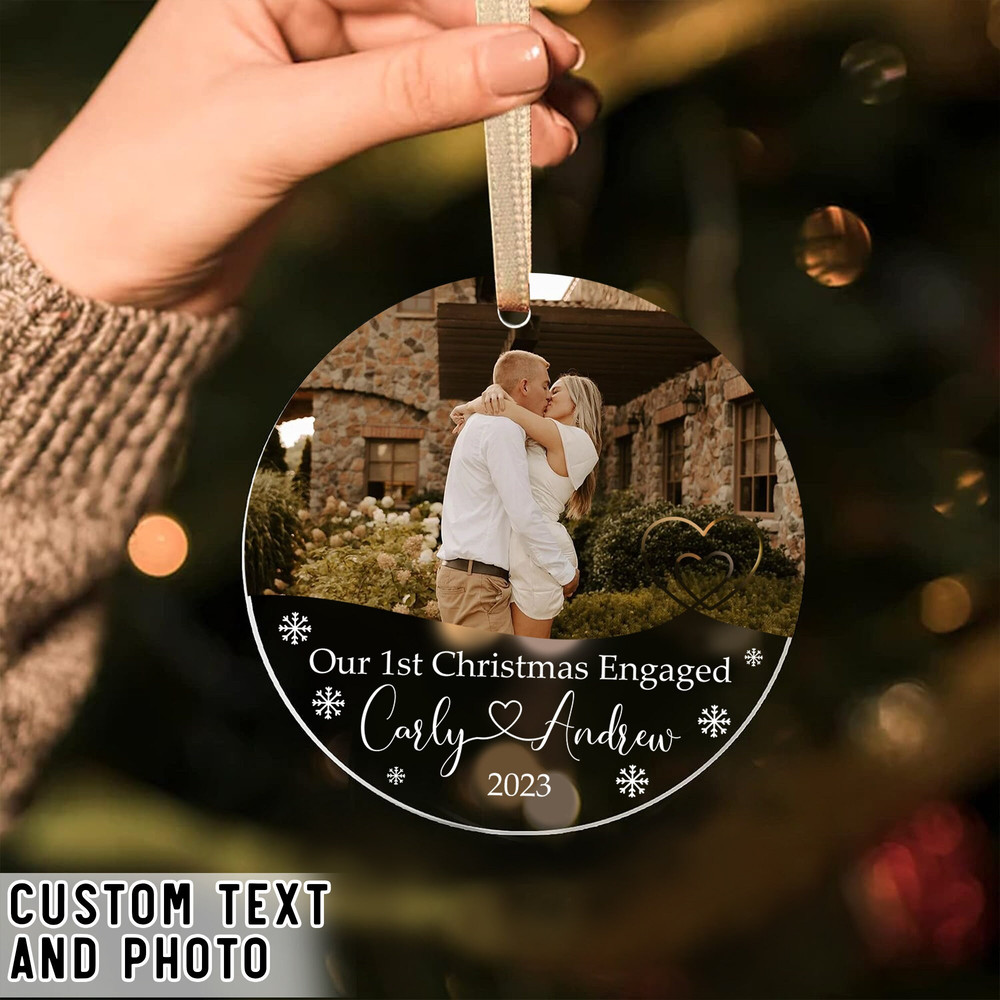 Personalized Engagement Gift, First Christmas Engaged Ornament, Custom Photo Ornament, Egaged Christmas Ornament, Newly Engaged Couple Gift - 9.jpg