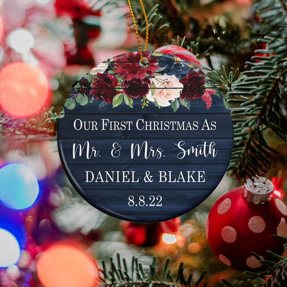 Personalized Mr Mrs Christmas Ornament, Wedding Gift Keepsake, First Christmas Married Ornament, Our First Christmas as Mr and Mrs Ornament - 6.jpg
