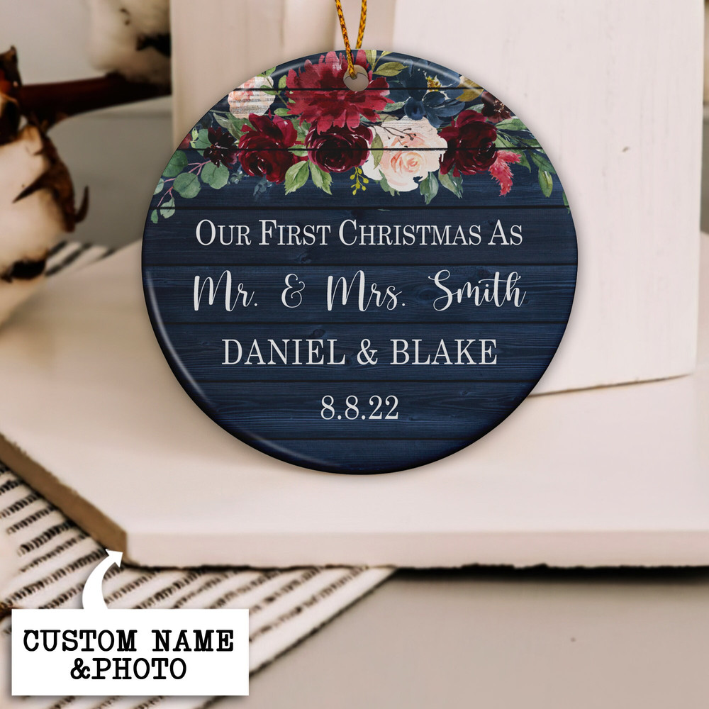 Personalized Mr Mrs Christmas Ornament, Wedding Gift Keepsake, First Christmas Married Ornament, Our First Christmas as Mr and Mrs Ornament - 7.jpg