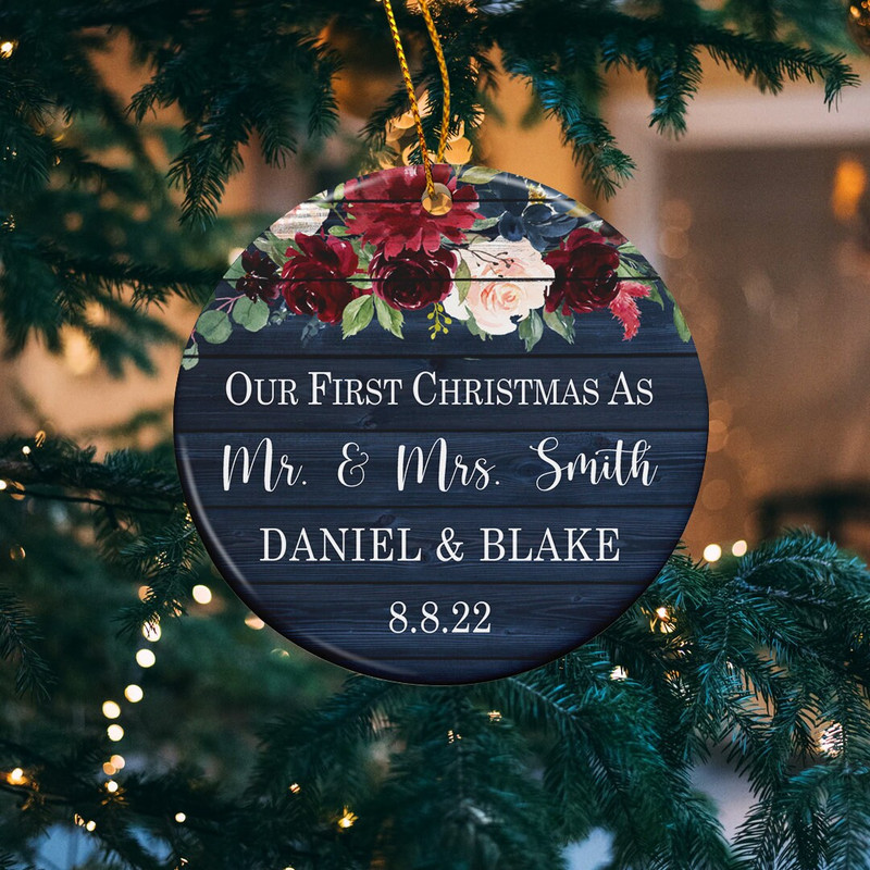 Personalized Mr Mrs Christmas Ornament, Wedding Gift Keepsake, First Christmas Married Ornament, Our First Christmas as Mr and Mrs Ornament - 8.jpg