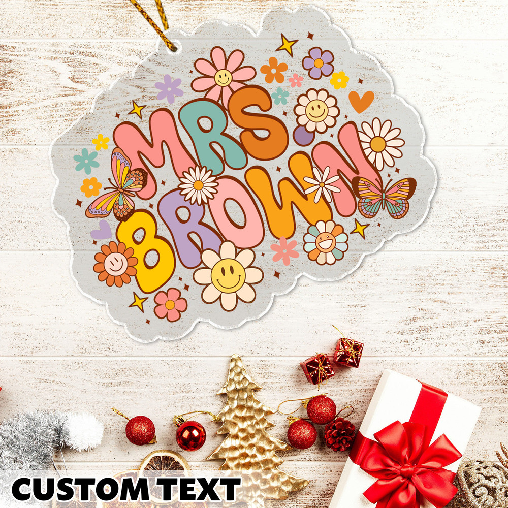 Personalized Teacher Christmas Ornament, Teacher Ornament Keepsake, Groovy Teacher Name Ornament, Teacher Gift, Christmas Gift for Teacher - 6.jpg