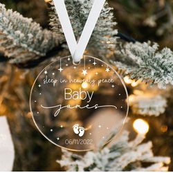 baby memorial ornament, infant loss gift, sleep in heavenly peace ornament