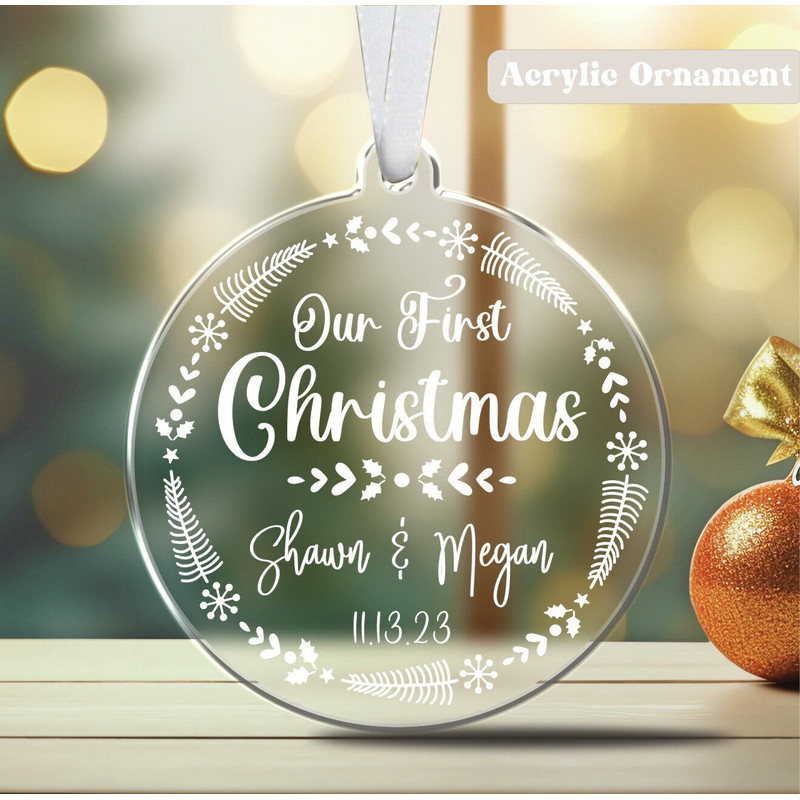 Our First Christmas Ornament Newly Wed Ornament Personalized Wedding Ornament Custom Wedding Gift for Christmas Married Gift 2022 - 1.jpg