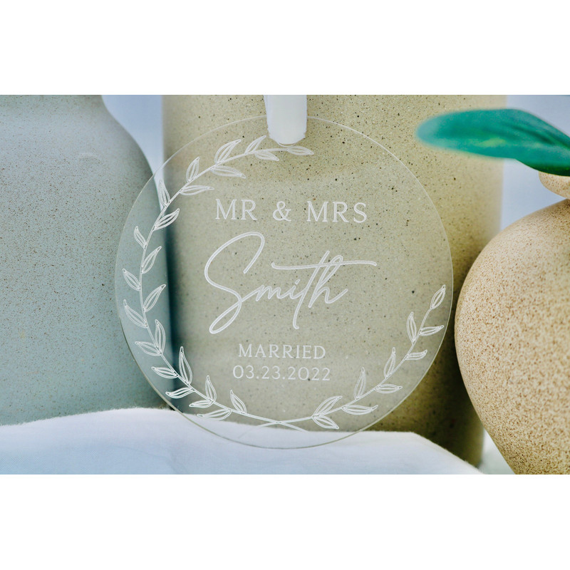 Personalized Wedding Ornament Personalized Married Gift Clear Acrylic Ornament Wedding Gift Gift for Couple Mr & Mrs A003 - 1.jpg