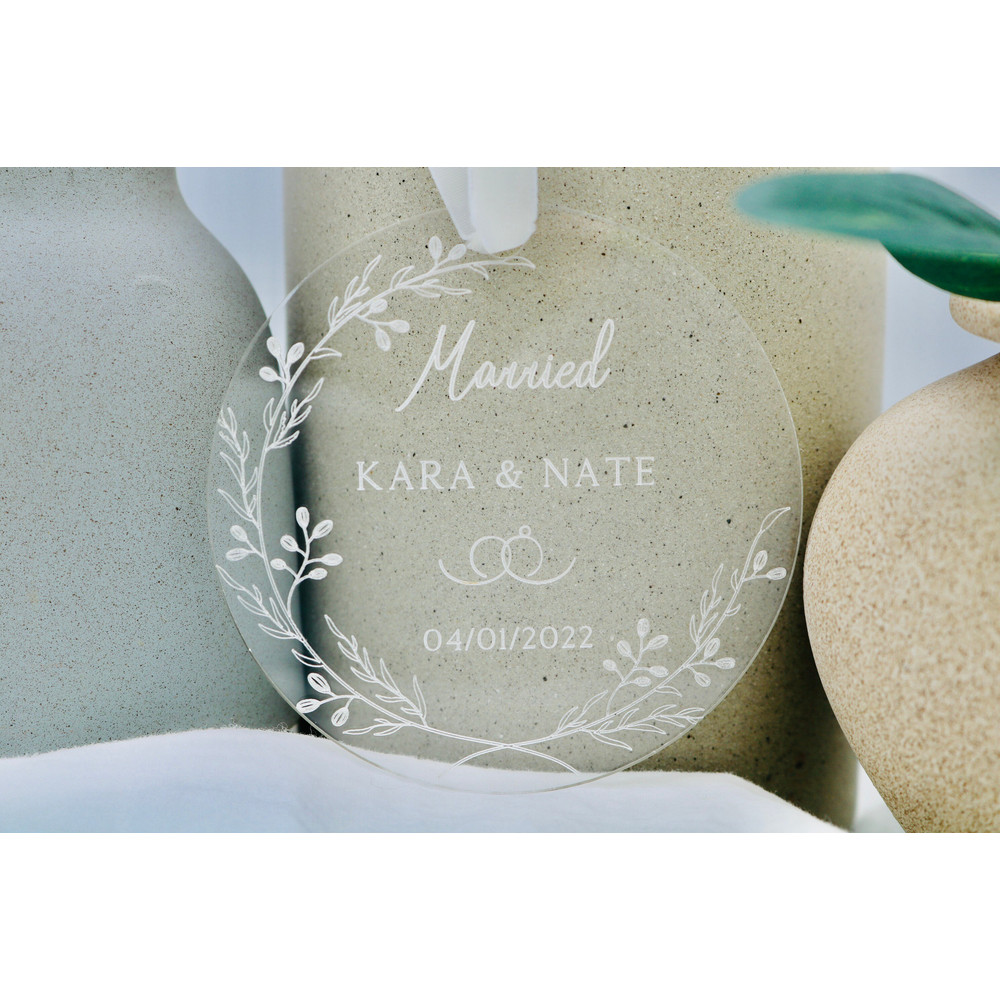 Personalized Wedding Ornament Personalized Married Gift Clear Acrylic Ornament Wedding Gift Gift for Couple Mr & Mrs Gift - 1.jpg