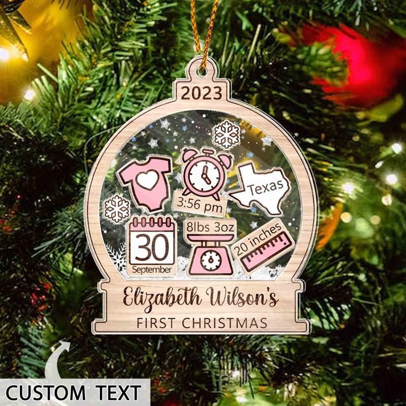 Baby's First Christmas Ornament 2023, Personalized Baby 1st Christmas Gift, Custom New Baby Gift, 4D Shake Babies Ornament, Baby Shower Gift - 1.jpg