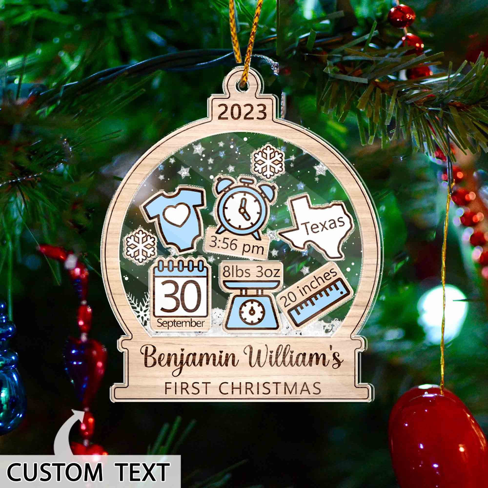 Baby's First Christmas Ornament 2023, Personalized Baby 1st Christmas Gift, Custom New Baby Gift, 4D Shake Babies Ornament, Baby Shower Gift - 10.jpg