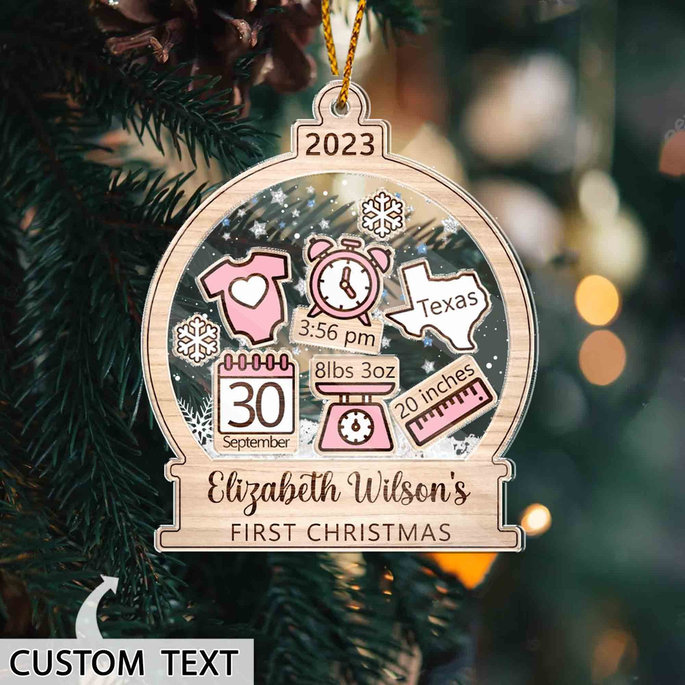 Baby's First Christmas Ornament 2023, Personalized Baby 1st Christmas Gift, Custom New Baby Gift, 4D Shake Babies Ornament, Baby Shower Gift - 5.jpg