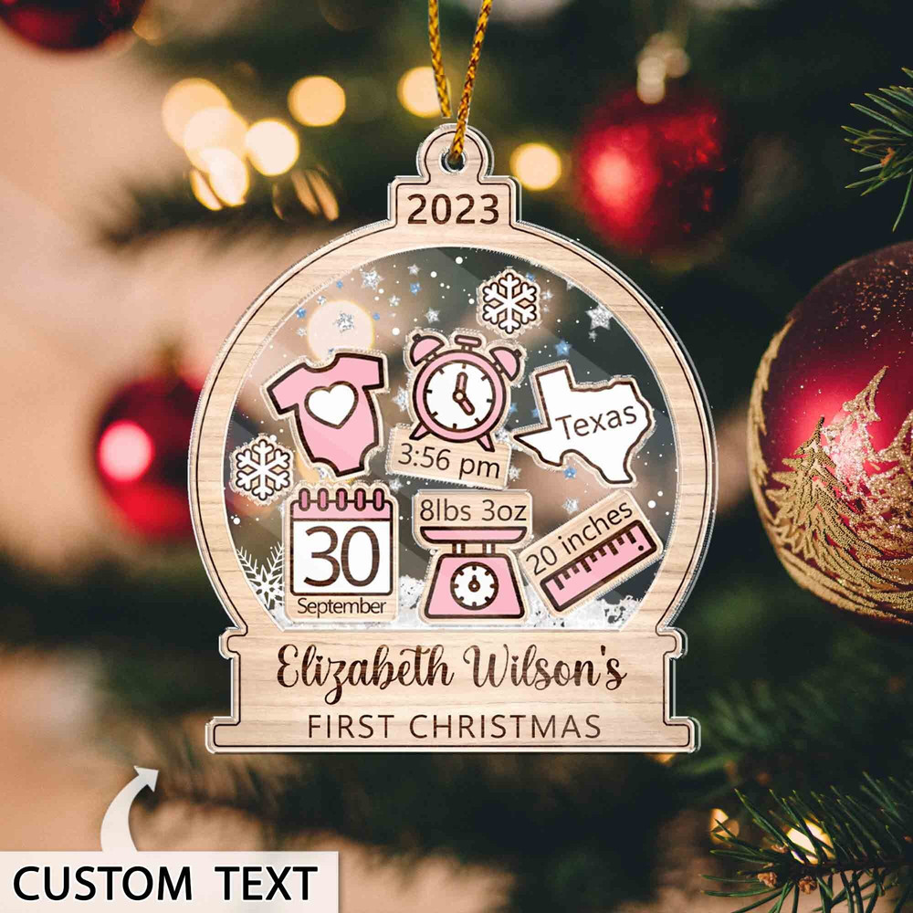 Baby's First Christmas Ornament 2023, Personalized Baby 1st Christmas Gift, Custom New Baby Gift, 4D Shake Babies Ornament, Baby Shower Gift - 9.jpg