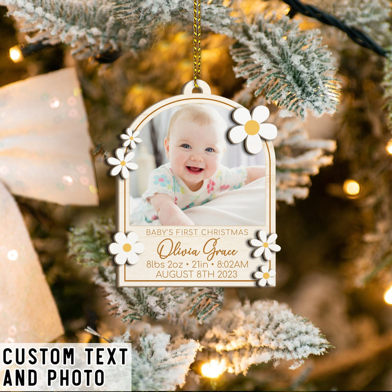 Baby's First Christmas Ornament 2023, Personalized Birth Stats First Christmas Ornament, Custom Photo Ornament, Baby Keepsake, New Baby Gift - 1.jpg