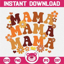 Mama Autumn Svg, Fall Mama Svg, Retro Groovy Hippie Flowers Mother's Day Svg Png, Cute fall Svg, Retro mama Svg, Thanksg