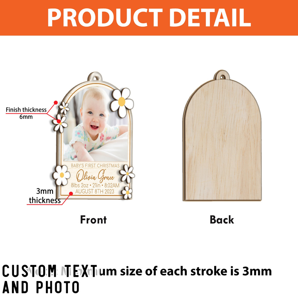 Baby's First Christmas Ornament 2023, Personalized Birth Stats First Christmas Ornament, Custom Photo Ornament, Baby Keepsake, New Baby Gift - 10.jpg