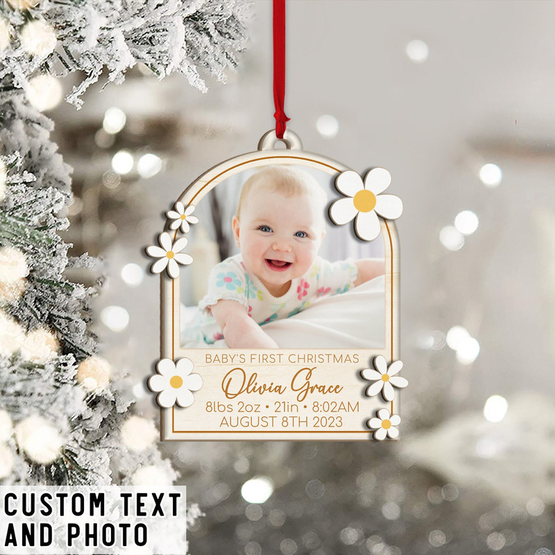 Baby's First Christmas Ornament 2023, Personalized Birth Stats First Christmas Ornament, Custom Photo Ornament, Baby Keepsake, New Baby Gift - 2.jpg