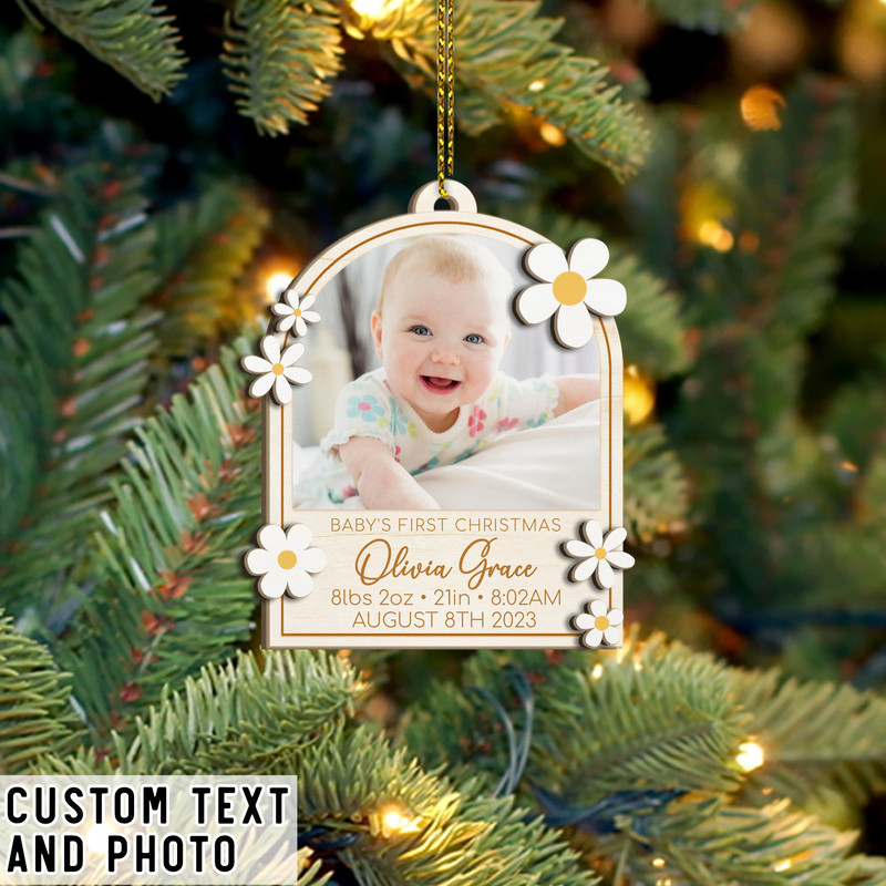 Baby's First Christmas Ornament 2023, Personalized Birth Stats First Christmas Ornament, Custom Photo Ornament, Baby Keepsake, New Baby Gift - 4.jpg