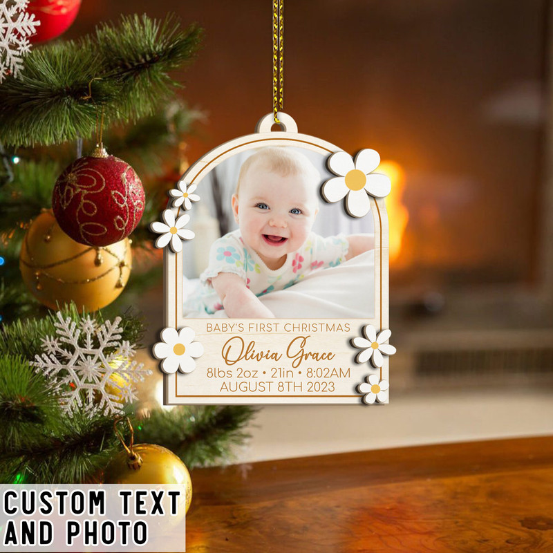Baby's First Christmas Ornament 2023, Personalized Birth Stats First Christmas Ornament, Custom Photo Ornament, Baby Keepsake, New Baby Gift - 5.jpg