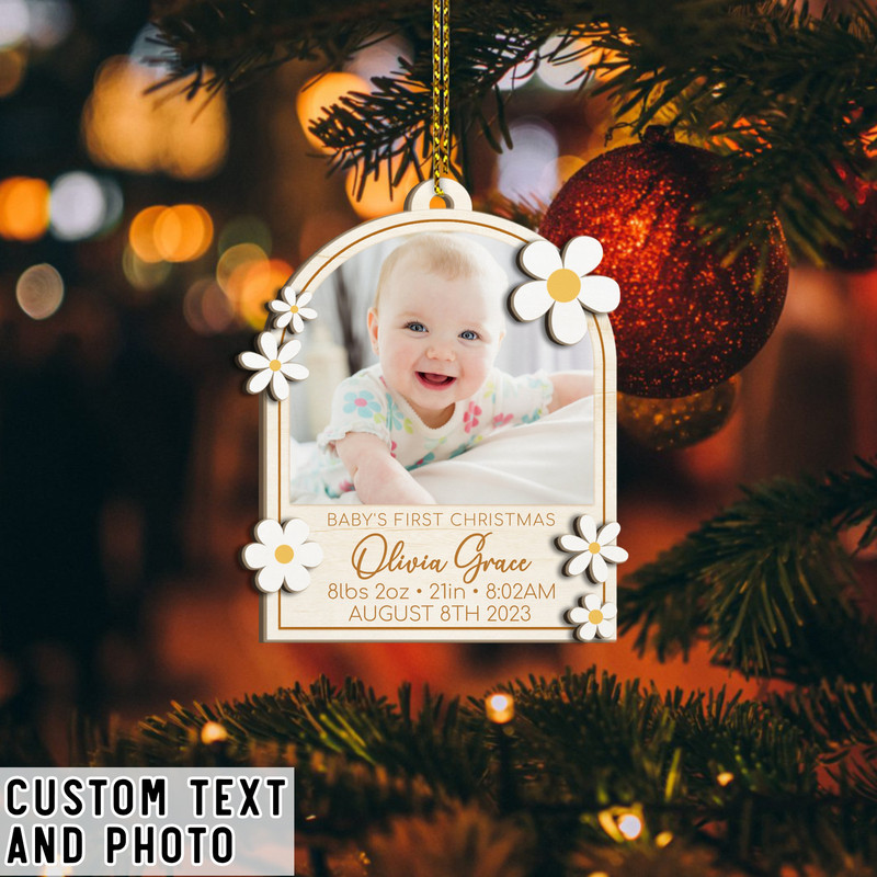 Baby's First Christmas Ornament 2023, Personalized Birth Stats First Christmas Ornament, Custom Photo Ornament, Baby Keepsake, New Baby Gift - 6.jpg