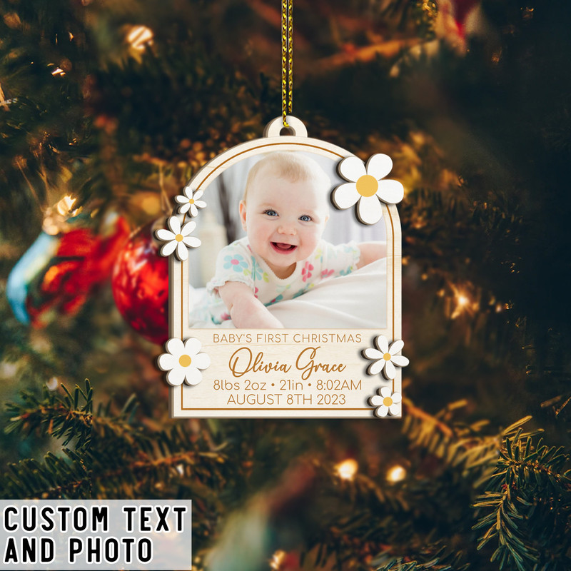 Baby's First Christmas Ornament 2023, Personalized Birth Stats First Christmas Ornament, Custom Photo Ornament, Baby Keepsake, New Baby Gift - 7.jpg
