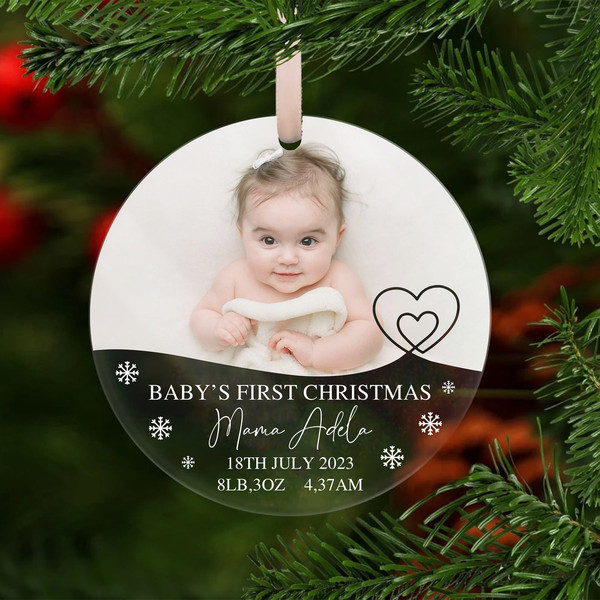 Baby's First Christmas Ornament, Acrylic Photo Ornament, Personalized New Baby Ornament 2023, Birth Stats Keepsake, Newborn Baby Gift - 4.jpg