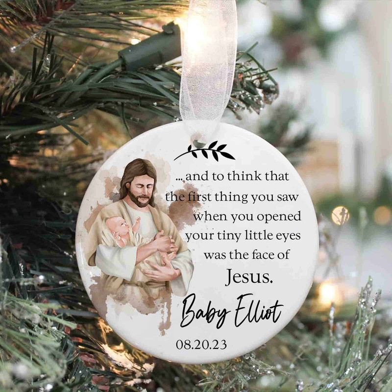 Custom Baby Memorial Christmas Ornament, Miscarriage Ornament, Baby Loss Keepsae Gift, Jesus Holding Baby Ornament, Stillborn Gift for Mom - 3.jpg