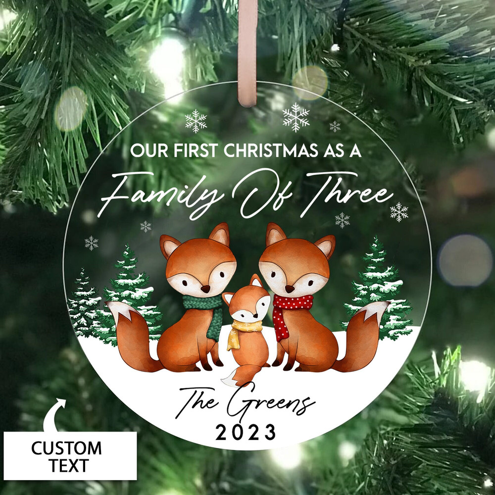 Family of Three Christmas Ornament, Personalized Family Christmas Ornament, Custom 2023 Family Ornament, Custom Family Keepsake - 1.jpg