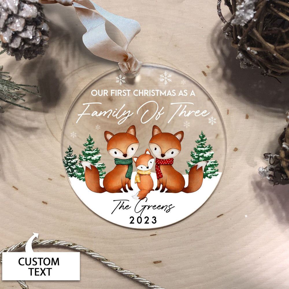 Family of Three Christmas Ornament, Personalized Family Christmas Ornament, Custom 2023 Family Ornament, Custom Family Keepsake - 2.jpg